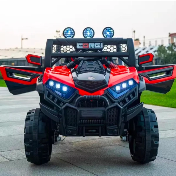 Stc Wrath Rechargeable Battery-Operated Ride on Electric Car Jeep for Kids | Baby Car Jeep with Bluetooth, USB, Music | Battery Operated Big Car for Kids to Drive 2 to 8 Years Boys Girls  - Red