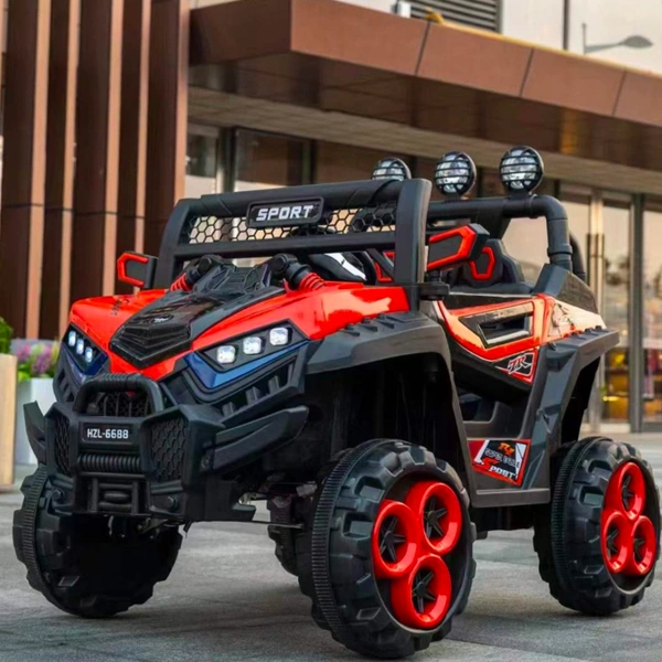 Stc Wrath Rechargeable Battery-Operated Ride on Electric Car Jeep for Kids | Baby Car Jeep with Bluetooth, USB, Music | Battery Operated Big Car for Kids to Drive 2 to 8 Years Boys Girls  - Red