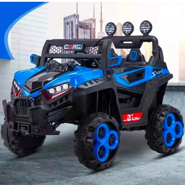 Stc Wrath Rechargeable Battery-Operated Ride on Electric Car Jeep for Kids | Baby Car Jeep with Bluetooth, USB, Music | Battery Operated Big Car for Kids to Drive 2 to 8 Years Boys Girls  - Blue