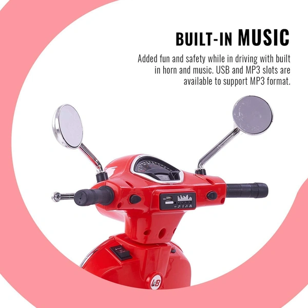 Vespa Electric Ride On Bike For Kids Aged 1 To 6 - Red