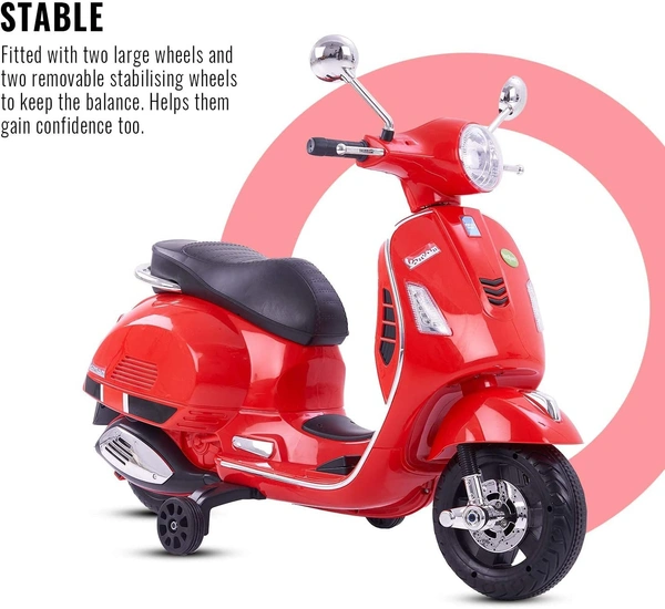 Vespa Electric Ride On Bike For Kids Aged 1 To 6 - Red