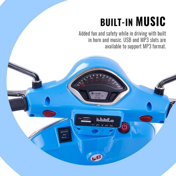 Vespa Electric Ride On Bike For Kids Aged 1 To 6 - Blue