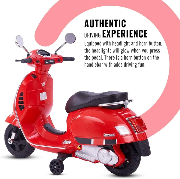 Vespa Electric Ride On Bike For Kids Aged 1 To 6 - Red