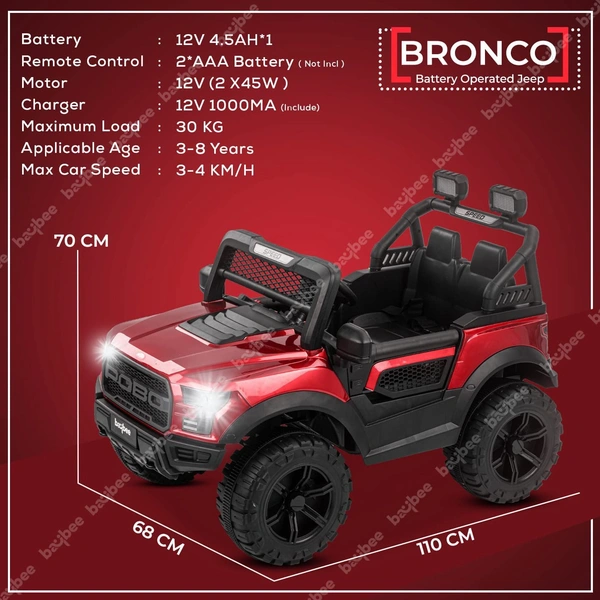 Stc POBO 4 MOTOR JEEP UPTO 7 YEARS (4 Motor-upto 50kg) - painted red