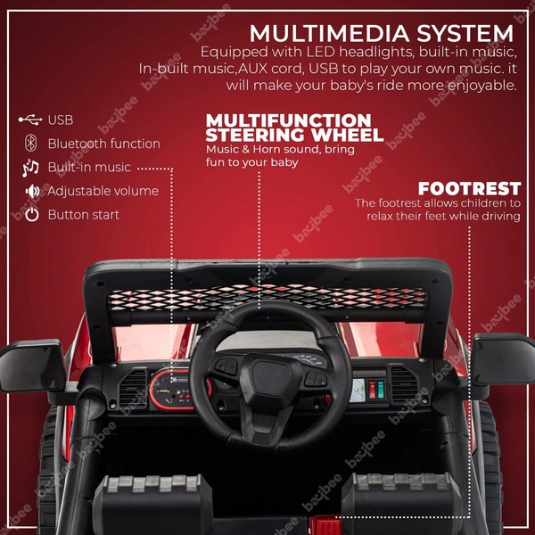 Stc POBO 4 MOTOR JEEP UPTO 7 YEARS (4 Motor-upto 50kg) - painted black