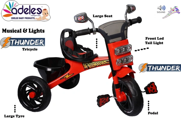 4KIDS ODELEE Stylish Thunder Pedal Tricycle for Kids (1-4 years) - RED