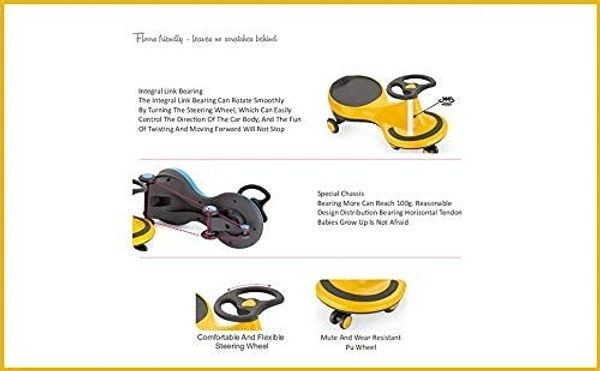 BAABUS Magic Car Rider Scratch Free Twister Magic Swing Car Ride on for Kids of Above 1 Years Strongest & Smoothest PU Wheels with 100 KG Weight Capacity & ABEC 7 Bearing - GREEN