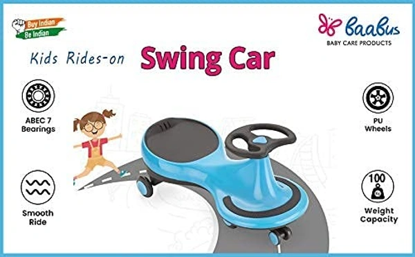 BAABUS Magic Car Rider Scratch Free Twister Magic Swing Car Ride on for Kids of Above 1 Years Strongest & Smoothest PU Wheels with 100 KG Weight Capacity & ABEC 7 Bearing - GREEN