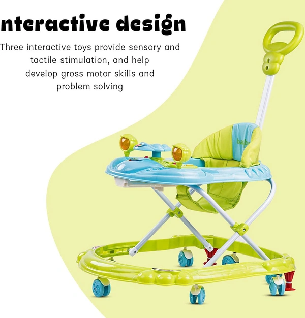 Baybee Nemo Baby Walker for Kids, Foldable Kids Walker with 3 Height Adjustable & Parental Push Handle | Walker for Baby with Music & Light, Activity Walker | Walker Baby 6-18 Months Boy Girl
