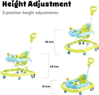 Baybee Nemo Baby Walker for Kids, Foldable Kids Walker with 3 Height Adjustable & Parental Push Handle | Walker for Baby with Music & Light, Activity Walker | Walker Baby 6-18 Months Boy Girl