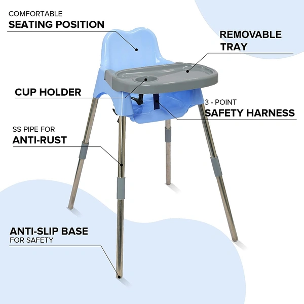 My Giraffee My Giraffe Luna Baby Dining Chair with Tray, Blue-Grey Colour - blue