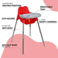 My Giraffe Luna Baby Dining Chair with Tray, Red-Grey Colour - Red