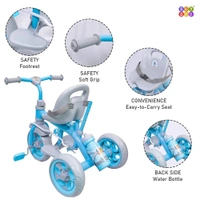 Dash GenZ Secure Baby Tricycle with Seat Belt, Water Bottle, Parent-Push Handle| Kids Tricycle