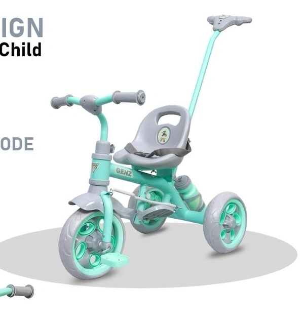 Dash GenZ Secure Baby Tricycle with Seat Belt, Water Bottle, Parent-Push Handle| Kids Tricycle