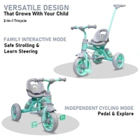 Dash GenZ Secure Baby Tricycle with Seat Belt, Water Bottle, Parent-Push Handle| Kids Tricycle