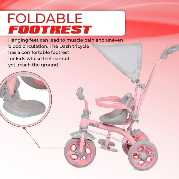 Dash TOYSPHERE Nexa With Eva Wheels Kids/Baby Tricycle, Cycle For Kids, Tricycle For Kids For 1.5 To 5 Years, Baby Cycle With Canopy And Harness