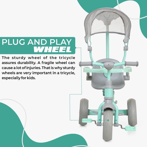 Dash TOYSPHERE Nexa With Eva Wheels Kids/Baby Tricycle, Cycle For Kids, Tricycle For Kids For 1.5 To 5 Years, Baby Cycle With Canopy And Harness