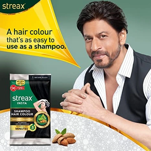 STREAX INSTA SHAMPOO HAIR COLOR  - NATURAL BLACK
