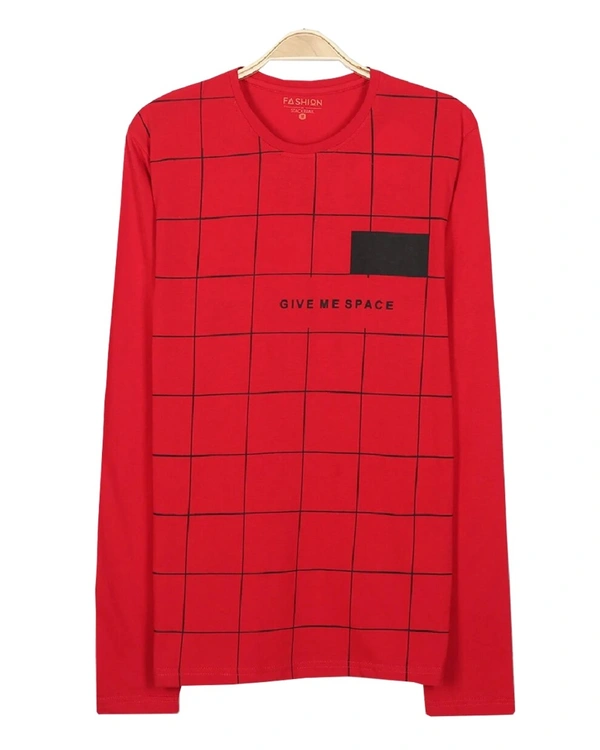 Cotton Rich Round Neck Printed T-shirt Men-Give Me Space - L, Red