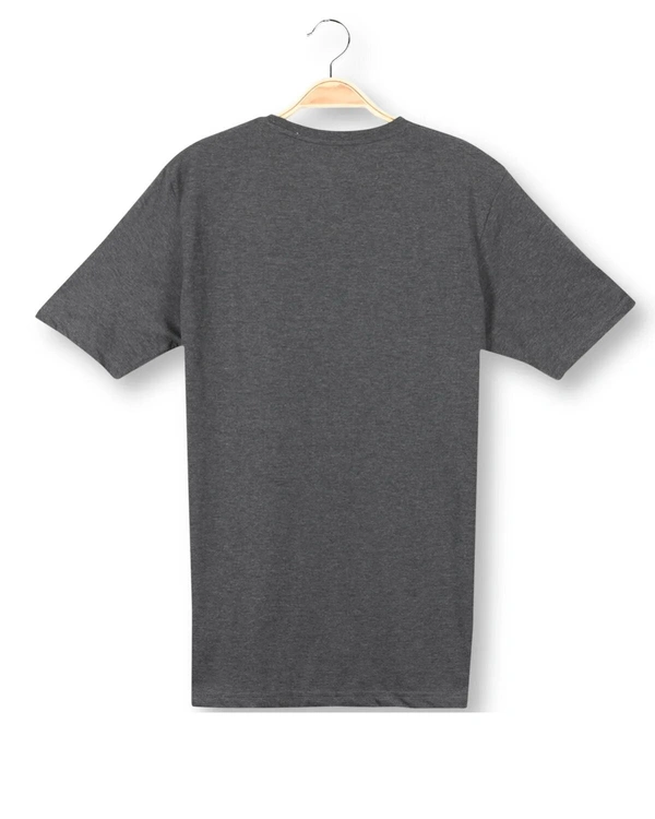 Cotton Rich Round Neck Graphic Print T-Shirt For Mens - STRONG - M, Anthra Melange