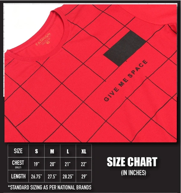 Cotton Rich Round Neck Printed T-shirt Men-Give Me Space - L, Red