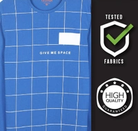 Cotton Rich Round Neck Printed T-shirt Men-Give Me Space - M, Blue