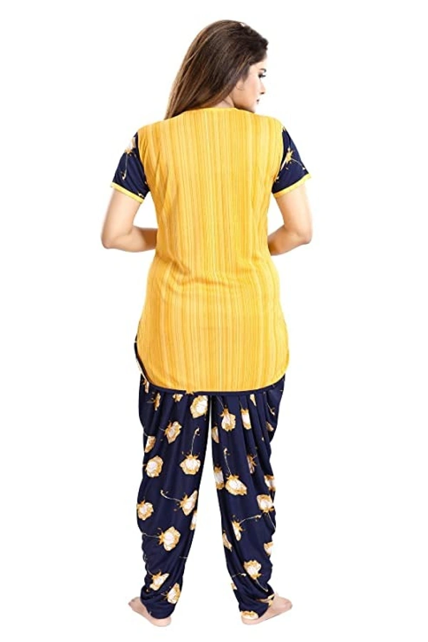 Top and Dhoti Style Bottom Night Suit/Nighty/Nightdress/Night Gown for Women and Girls  - XXL, Mustard