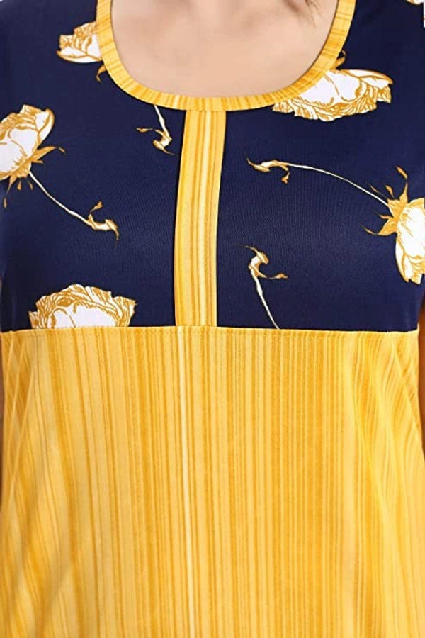 Top and Dhoti Style Bottom Night Suit/Nighty/Nightdress/Night Gown for Women and Girls  - XXL, Mustard