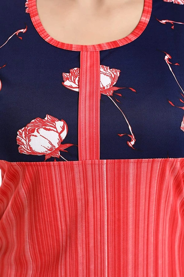 Top and Dhoti Style Bottom Night Suit/Nighty/Nightdress/Night Gown for Women and Girls  - L, Red