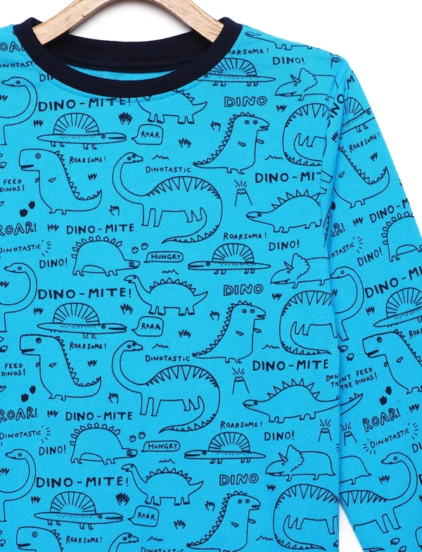 Graphic Print T-Shirt For Boys-DINO - 5-6 Years(26), Blue