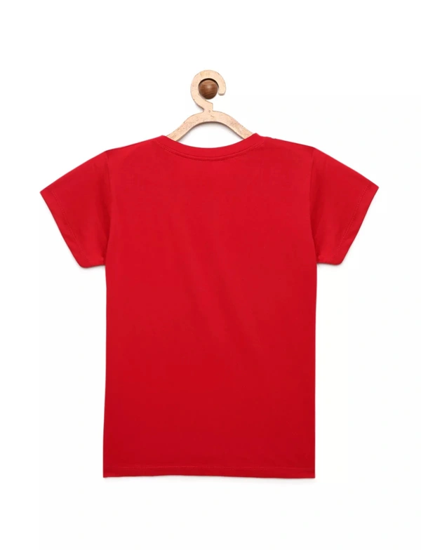 Cotton Half Sleeves Graphic Print T-Shirts For Girls-My Only Limit Is Myself - 9-10 Years(32), Red