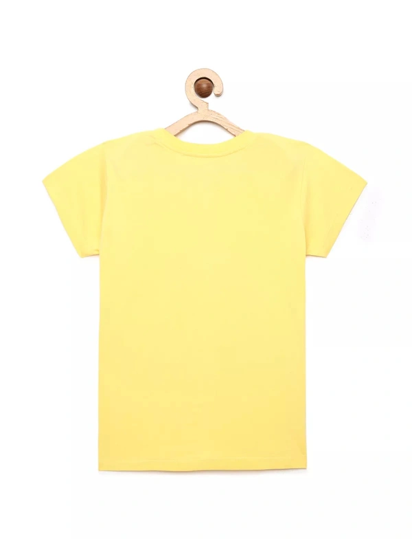 Classic Cotton Half Sleeves Graphic Print T-Shirts For Girls-I Live In My Own Universe - 11-12 Years(34), Light Yellow