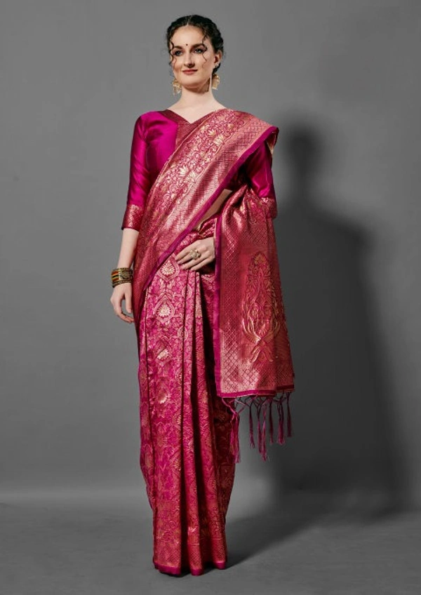 Cotton Silk Other Pattern Banarasi Saree - Free Size, Pink
