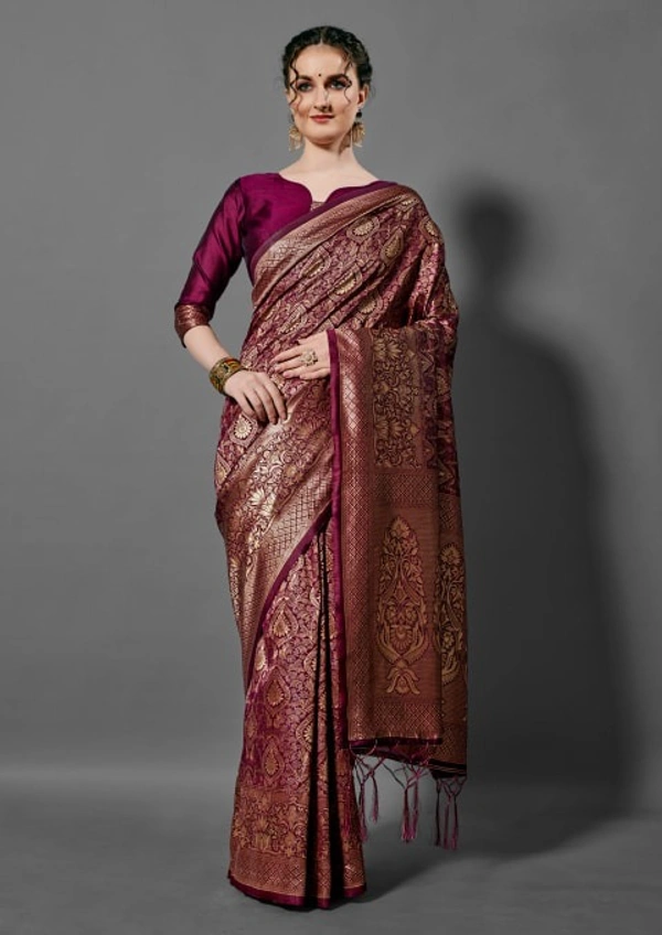 Cotton Silk Other Pattern Banarasi Saree - Free Size, Maroon