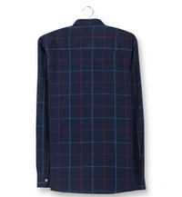 Cotton Blend Casual Wear Big Checks Shirt for Men - L, Navy