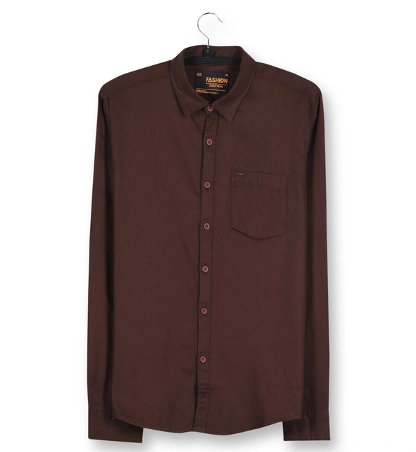 Dobby Casual Wear Solid / Plain Shirt for Men - XL, Brown
