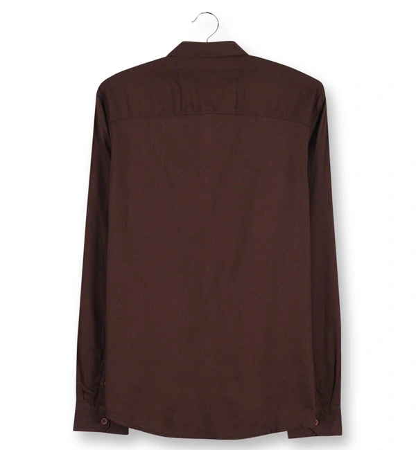Dobby Casual Wear Solid / Plain Shirt for Men - XL, Brown