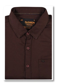 Dobby Casual Wear Solid / Plain Shirt for Men - XL, Brown