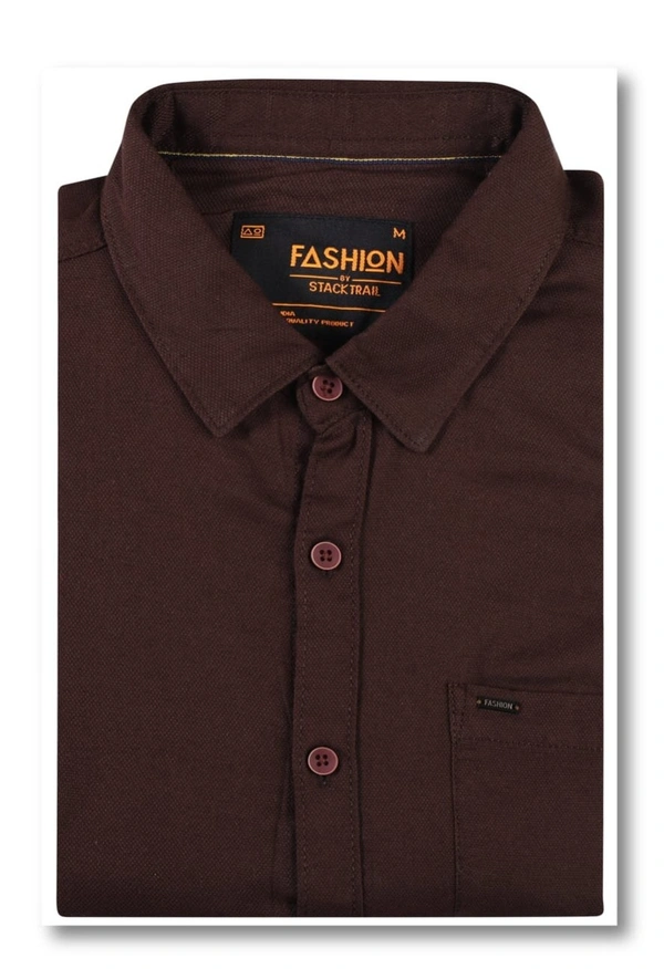 Dobby Casual Wear Solid / Plain Shirt for Men - XL, Brown