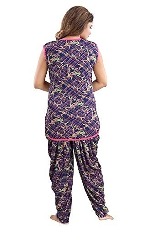 Sarina Half Sleeves All Over Print Top And Maxi Dhoti Style Bottom Night Suit For Women-LINING - XL, Pink