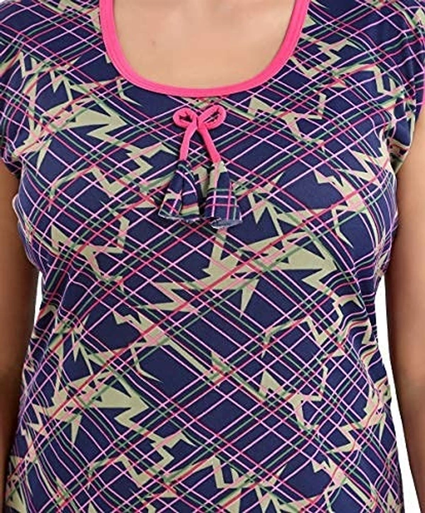 Sarina Half Sleeves All Over Print Top And Maxi Dhoti Style Bottom Night Suit For Women-LINING - XL, Pink