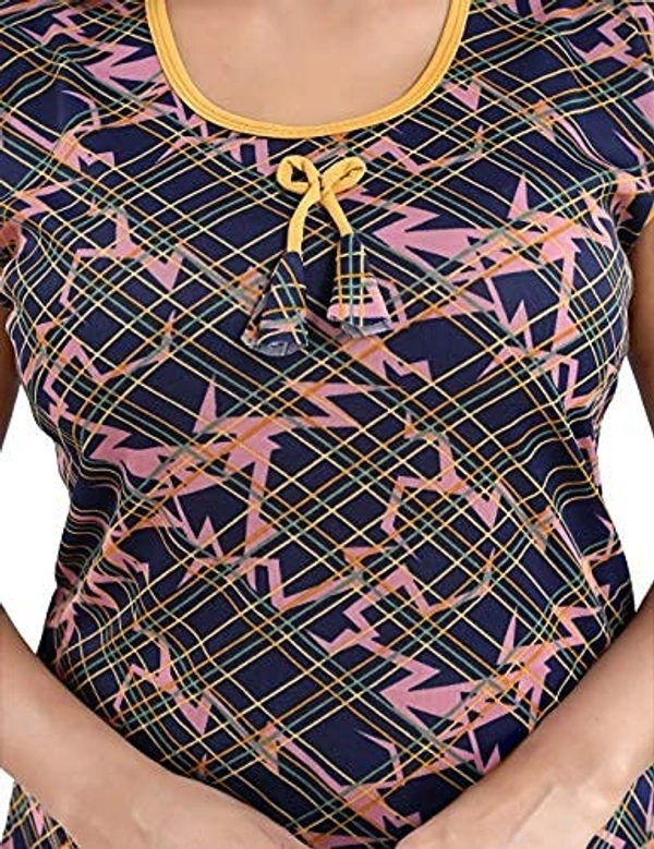 Sarina Half Sleeves All Over Print Top And Maxi Dhoti Style Bottom Night Suit For Women-LINING - 2XL, Yellow
