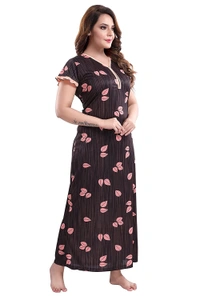 Sarina V Neck Floral Print Night Gown For Women - XL, LIGHT SALMON