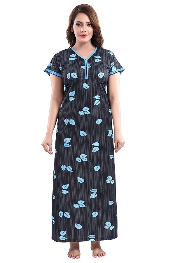 Sarina V Neck Floral Print Night Gown For Women - XL, SKY BLUE