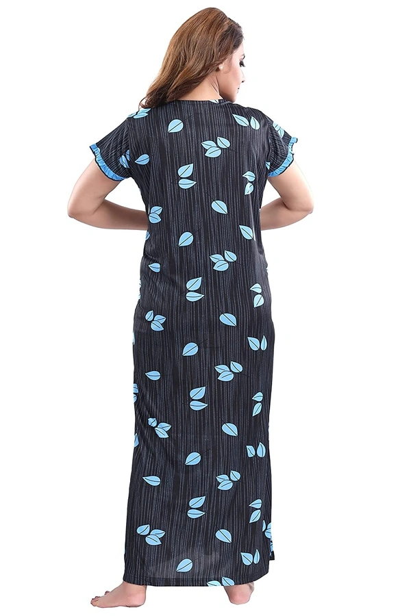Sarina V Neck Floral Print Night Gown For Women - XL, SKY BLUE
