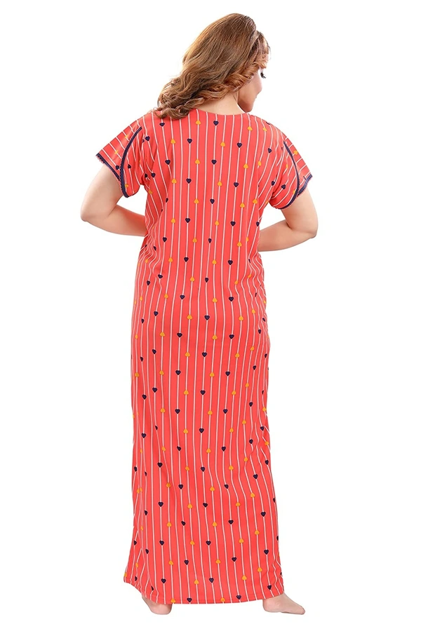 Sarina V Neck Floral Print Nighty / Nightgown With 13" Long Zip Multipurpose Feeding/ Maternity/Nursing Nighty - 2XL, Orange