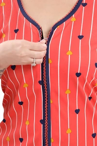 Sarina V Neck Floral Print Nighty / Nightgown With 13" Long Zip Multipurpose Feeding/ Maternity/Nursing Nighty - 2XL, Orange