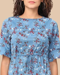 Imported Floral Print Regular / Waist Length Floral Top For Women - XL, Blue