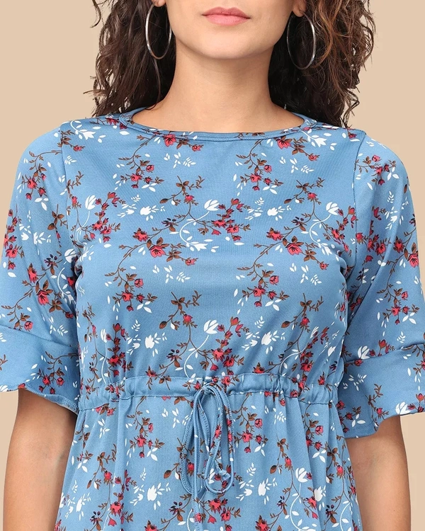 Imported Floral Print Regular / Waist Length Floral Top For Women - XL, Blue