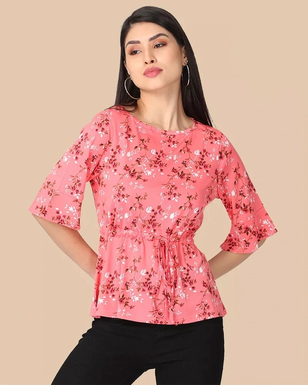Imported Floral Print Regular / Waist Length Floral Top For Women - XL, Pink